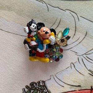 MICKEY MOUSE Hand Made Large Pin Marked Mar Jon Disney Phone Brooch